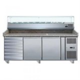 Pizza table with refrigerated display