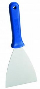 Stainless steel spatula with injected plastic handle