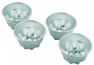 Aluminium shaped pudding mould - 4 pcs