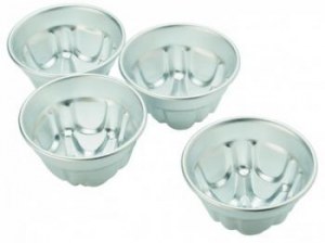 Aluminium shaped pudding mould (4 pcs)