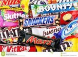 Snickers, Kitkat, Bounty, Maltesers, Kinder Joy, Kinder Surprise, Kinder Bueno, Twix,