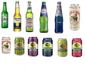 Heineken 330ml/250ml, Corona 330ml/355ml, Peroni, Moretti, Kronenbourg