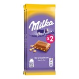 Tablette de chocolat au riz croustillant 2x100g - MILKA