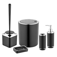 Herzberg HG-OKY6321: 5 Pieces Bathroom Set - Double Layer Color Black