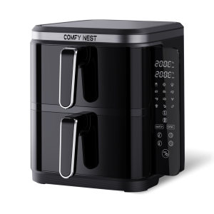 Comfy Nest CN-06177: 2800W Double Basket Air Fryer with Digital Folding Side Panel - 11L