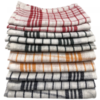 Cenocco CC-9067: White 10 Pieces Vintage Plaid Cotton Kitchen Towel Set - 40x60cm