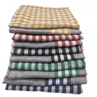 Cenocco CC-9069: Grey 10 Pieces Vintage Stripe Cotton Kitchen Towel Set - 50x70cm