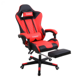 Herzberg Gaming and Office Chair with Retractable Footrest Red