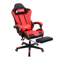 Herzberg Gaming and Office Chair with Retractable Footrest Red