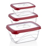 Herzberg 3 Pieces Extra Deep Bio Saver Box Set Red