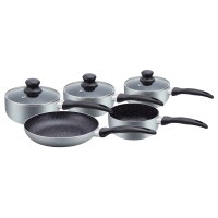 Herzberg HG-5003SL: 8 Pieces Marble Cookware Set - Silver