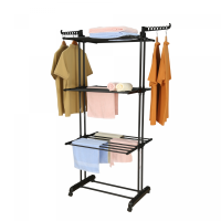 Herzberg HG-8034BB: Moving Clothes Rack - Black
