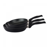 Royalty Line RL-FM3F: Marble Coating Forged Aluminum 3 Pieces Fry Pan Set Black