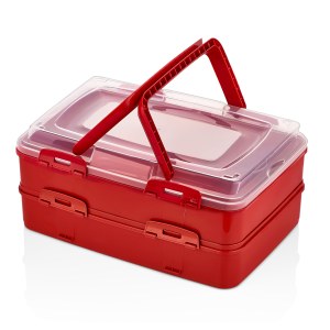 Herzberg Duplex Takeaway Pastry Carrying Box Red