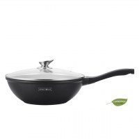 Royalty Line RL-BW32M; Marble Coating Wok with Glass Lid 32 cm
