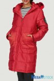 AJC (Germany) Women's Elongated Quilted Red Jackets, Stocklot