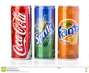 Coca-Cola, Fanta, Sprite cannete 0,33L .Assortiment de boissons dans notre entrepôt à...