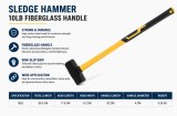 10LB Long Handle Octagonal Sledge Hammer – Heavy-Duty Industrial Striking Tool