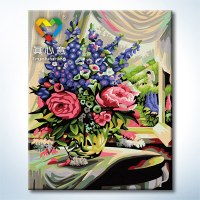 Diy flower oil painting by numbers home decoration