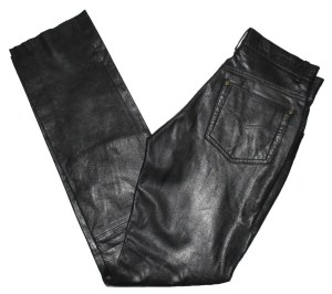 Pantalon en cuir nappa de chèvre de coupe jeans classique