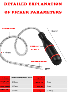 Flexible Magnetic Pickup Tool – 410mm Reach with 6mm Magnetic Head (Actual Price on Req...)