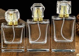 Luxury Striped Square Glass Perfume Bottle with Pump Sprayer – Empty Cosmetic Fragrance...